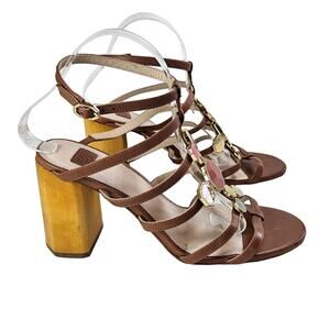 Louise et Cie Leather Strappy Block Heeled Sandals Leeba Women's 9.5 Party Work